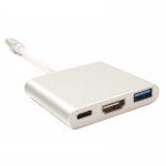 Кабель-переходник PowerPlant USB C-Type - HDMI/USB Multiport Adapter для MacBook 12, 0.15m